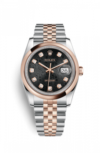 Rolex Datejust 36 Rolesor Everose Domed Jubilee Black Computer