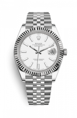 Rolex Datejust 41 Stainless Steel Fluted Jubilee White