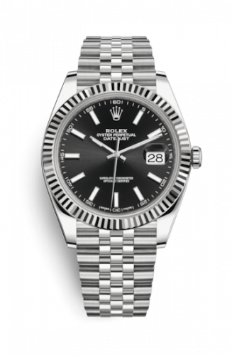Rolex Datejust 41 Stainless Steel Fluted Jubilee Black
