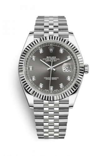 Rolex Datejust 41 Stainless Steel Fluted Jubilee Dark Rhodium - Diamond