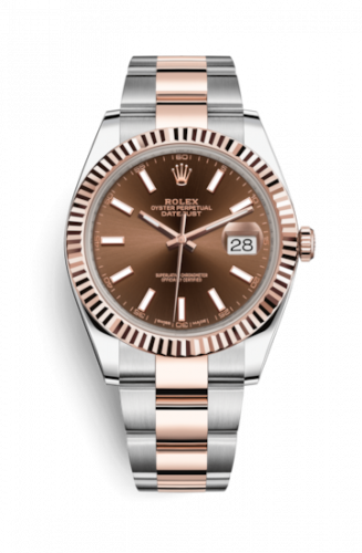 Rolex Datejust 41 Rolesor Everose Fluted Oyster Chocolate