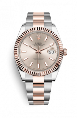 Rolex Datejust 41 Rolesor Everose Fluted Oyster Sundust