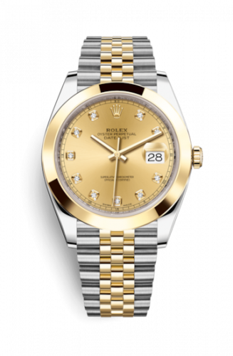 Rolex Datejust 41 Rolesor Yellow Smooth Jubilee Champagne - Diamond