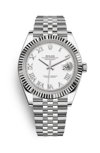 Rolex Datejust 41 Stainless Steel Fluted White - Roman Jubilee