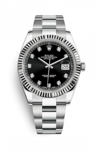Rolex Datejust 41 Stainless Steel Fluted Oyster Black - Diamond