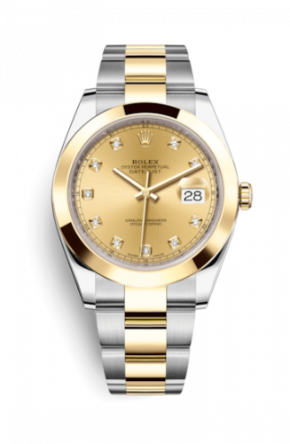 Rolex Datejust 41 Rolesor Yellow Smooth Oyster Champagne - Diamond