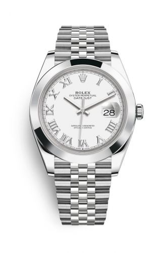 Rolex Datejust 41 Stainless Steel Smooth Jubilee White Roman