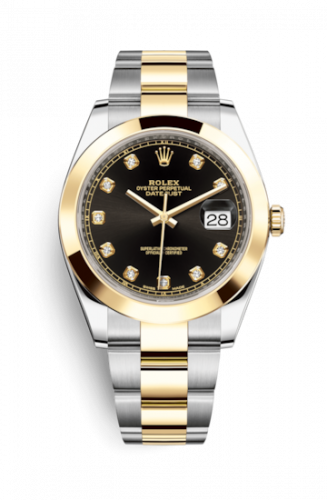 Rolex Datejust 41 Rolesor Yellow Smooth Oyster Black - Diamond