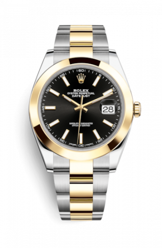 Rolex Datejust 41 Rolesor Yellow Smooth Oyster Black