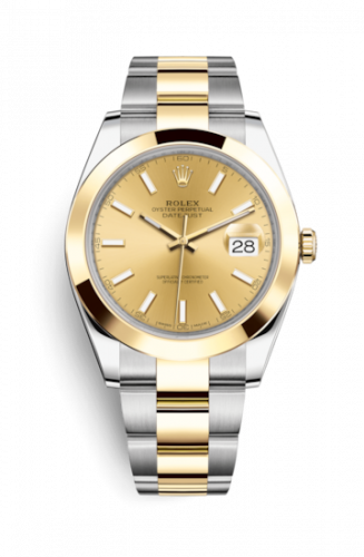 Rolex Datejust 41 Rolesor Yellow Smooth Oyster Champagne