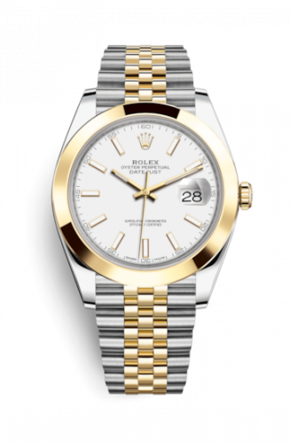 Rolex Datejust 41 Rolesor Yellow Smooth Jubilee White