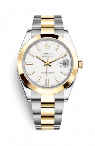 Rolex Datejust 41 Rolesor Yellow Smooth Oyster White