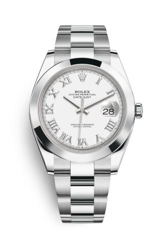 Rolex Datejust 41 Stainless Steel Smooth Oyster White Roman