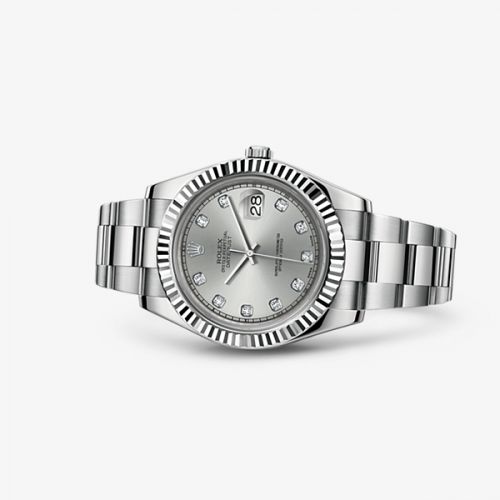 Rolex Datejust II Fluted Silver Diamonds