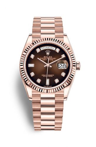 Rolex Day-Date 36 Everose Gold Fluted Brown Ombré-Diamond President