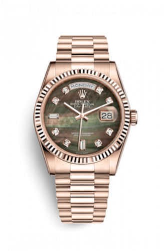 Rolex Day-Date 36 Everose Fluted President Tahitian MOP