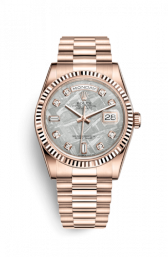 Rolex Day-Date 36 Everose Fluted President Meteorite