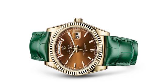 Rolex Day-Date 36 Yellow Gold Strap Cognac