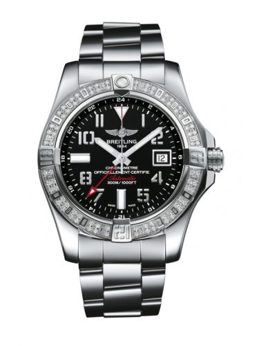 Breitling Avenger II GMT Stainless Steel Diamond Volcano Black Bracelet