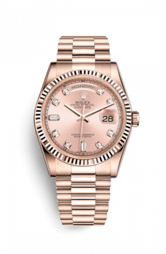 Rolex Day-Date 36 Everose Fluted President Pink Diamonds