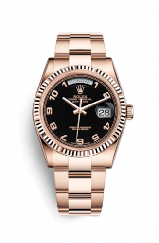 Rolex Day-Date 36 Everose Fluted Oyster Black Arabic