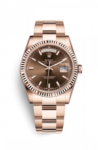 Rolex Day-Date 36 Everose Fluted Oyster Chocolate