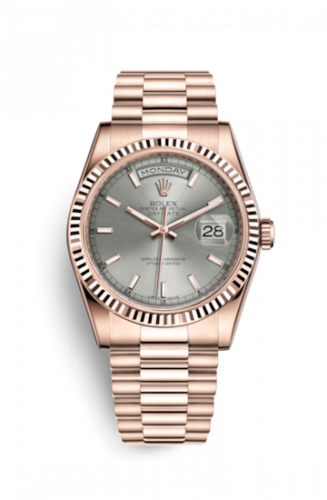 Rolex Day-Date 36 Everose Fluted President Rhodium
