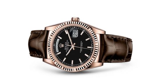 Rolex Day-Date 36 Everose Strap Black