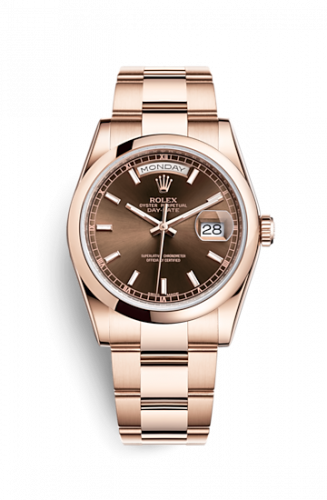 Rolex Day-Date 36 Everose Domed Oyster Chocolate