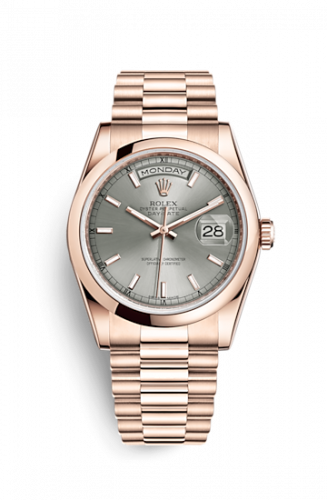 Rolex Day-Date 36 Everose Domed President Rhodium