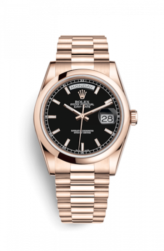 Rolex Day-Date 36 Everose Domed President Black
