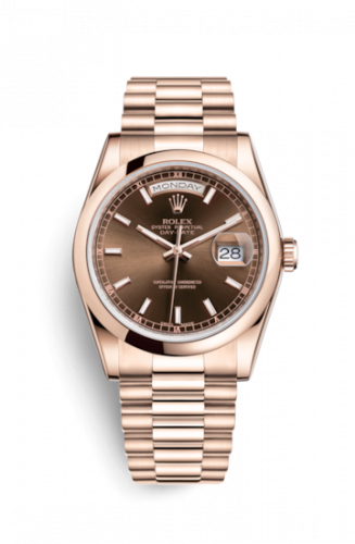 Rolex Day-Date 36 Everose Domed President Chocolate