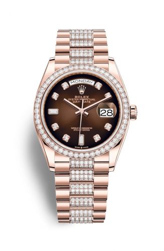 Rolex Day-Date 36 Everose Gold Diamond Brown Ombré-Diamond President-Diamond