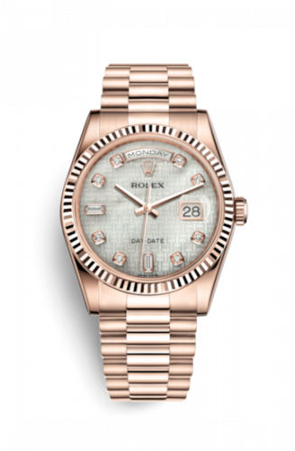 Rolex Day-Date 36 Everose Fluted President Oxford MOP