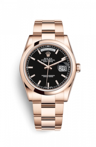 Rolex Day-Date 36 Everose Domed Oyster Black