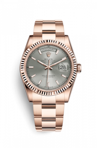 Rolex Day-Date 36 Everose Fluted Oyster Grey