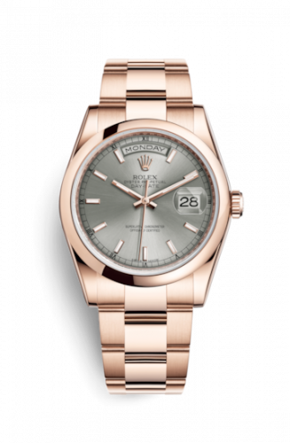 Rolex Day-Date 36 Everose Domed Oyster Rhodium