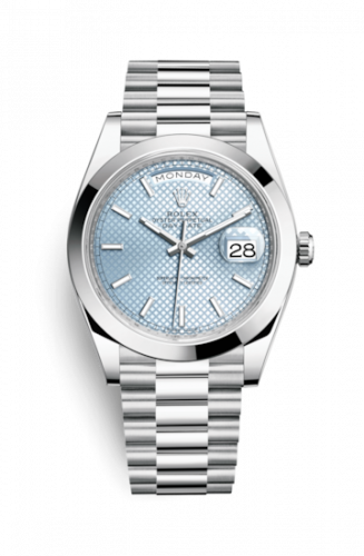 Rolex Day-Date 40 Platinum Ice Blue Diagonal Motif