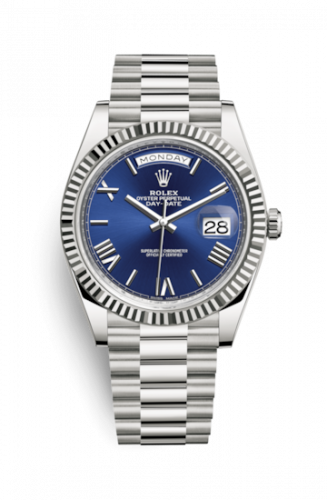 Rolex Day-Date 40 White Gold Blue - Roman