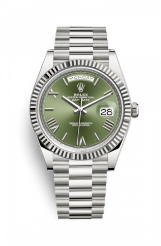 Rolex Day-Date 40 White Gold Green - Roman