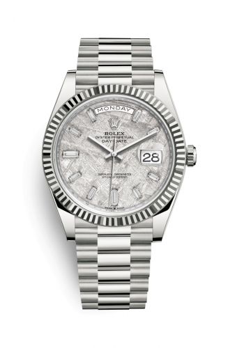 Rolex Day-Date 40 White Gold Meteorite - Baquette