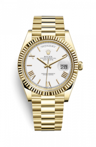 Rolex Day-Date 40 Yellow Gold White - Roman