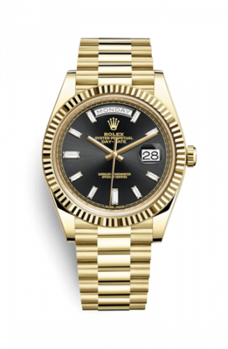 Rolex Day-Date 40 Yellow Gold Black - Diamond