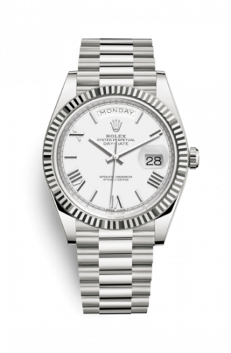 Rolex Day-Date 40 White Gold White - Roman