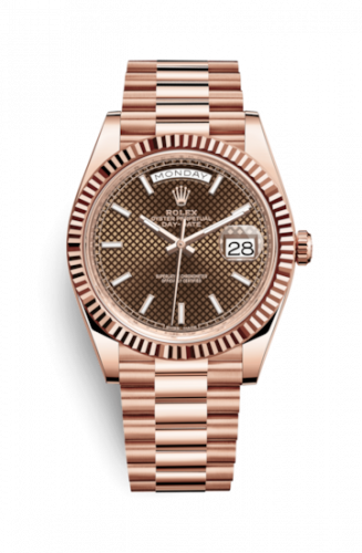 Rolex Day-Date 40 Everose Chocolate Diagonal Motif