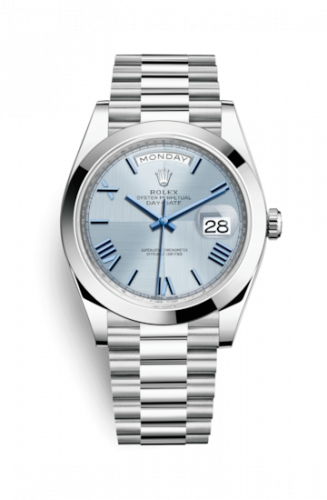 Rolex Day-Date 40 Platinum Ice Blue Quadrant Motif