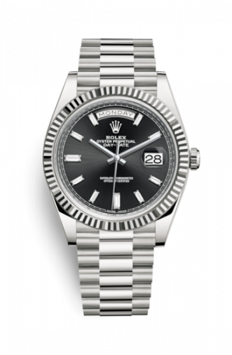 Rolex Day-Date 40 White Gold Black - Diamond