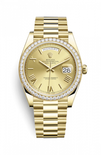 Rolex Day-Date 40 Yellow Gold Diamond Champagne Roman
