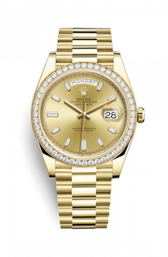Rolex Day-Date 40 Yellow Gold Diamond Champagne Diamonds