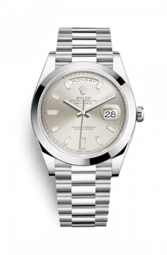 Rolex Day-Date 40 Platinum Silver - Diamond
